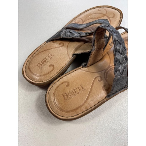 Born Braided Leather Thong Sandals Gray Comfort Casual‎ Size 9M - Picture 5 of 5